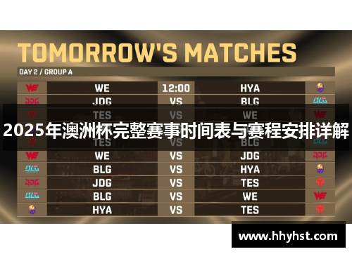 2025年澳洲杯完整赛事时间表与赛程安排详解 2025年澳洲杯完整赛事时间表与赛程安排详解